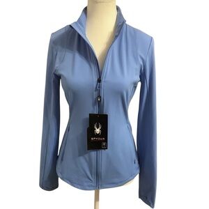 SPYDER ACTIVE SPORT BLUE ZIP-UP LIGHTWEIGHT JACKET WITH THUMBHOLES/ NWT/ Size S